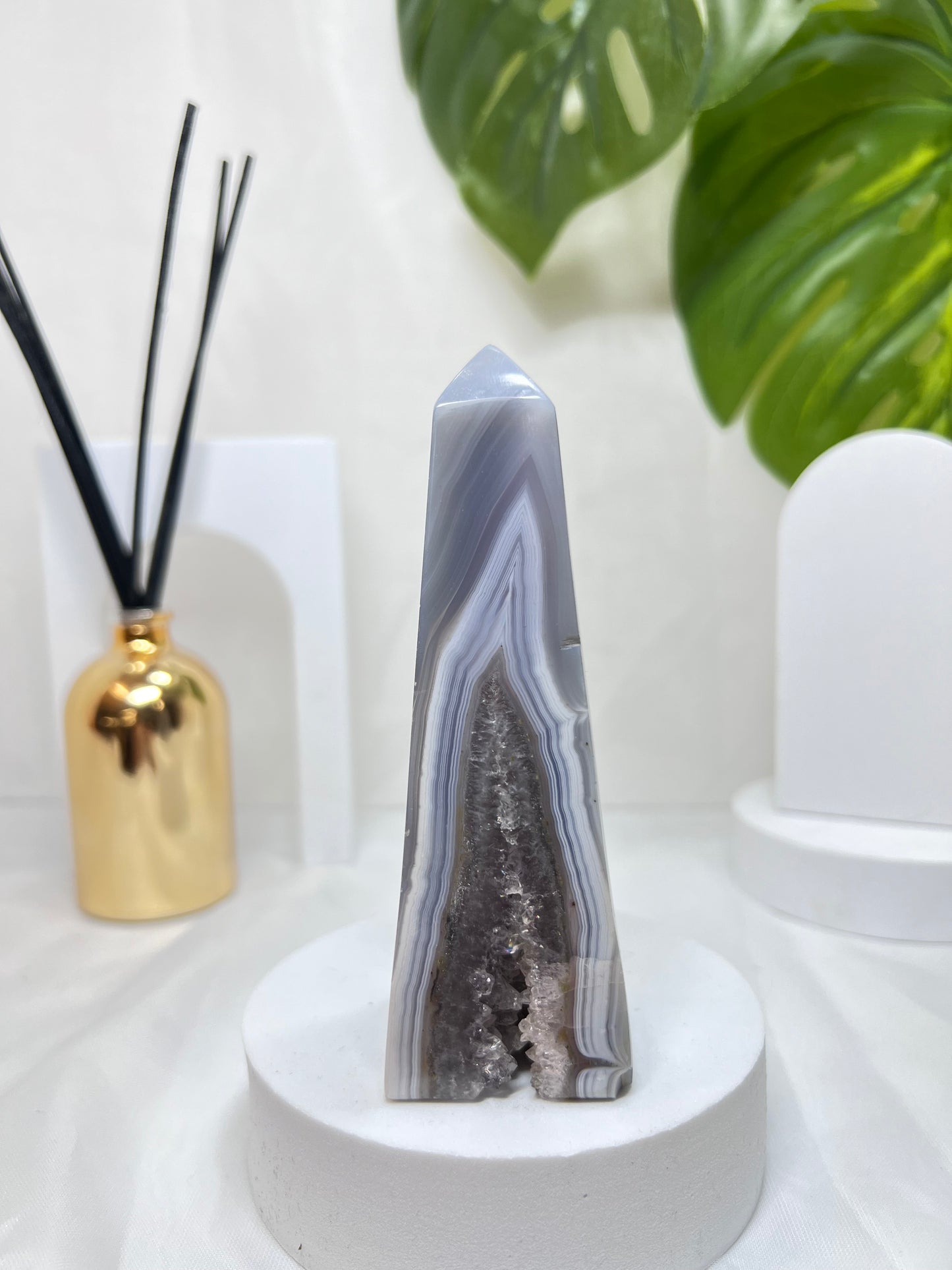 Blue Lace Agate with Druzy Amethyst *RARE*