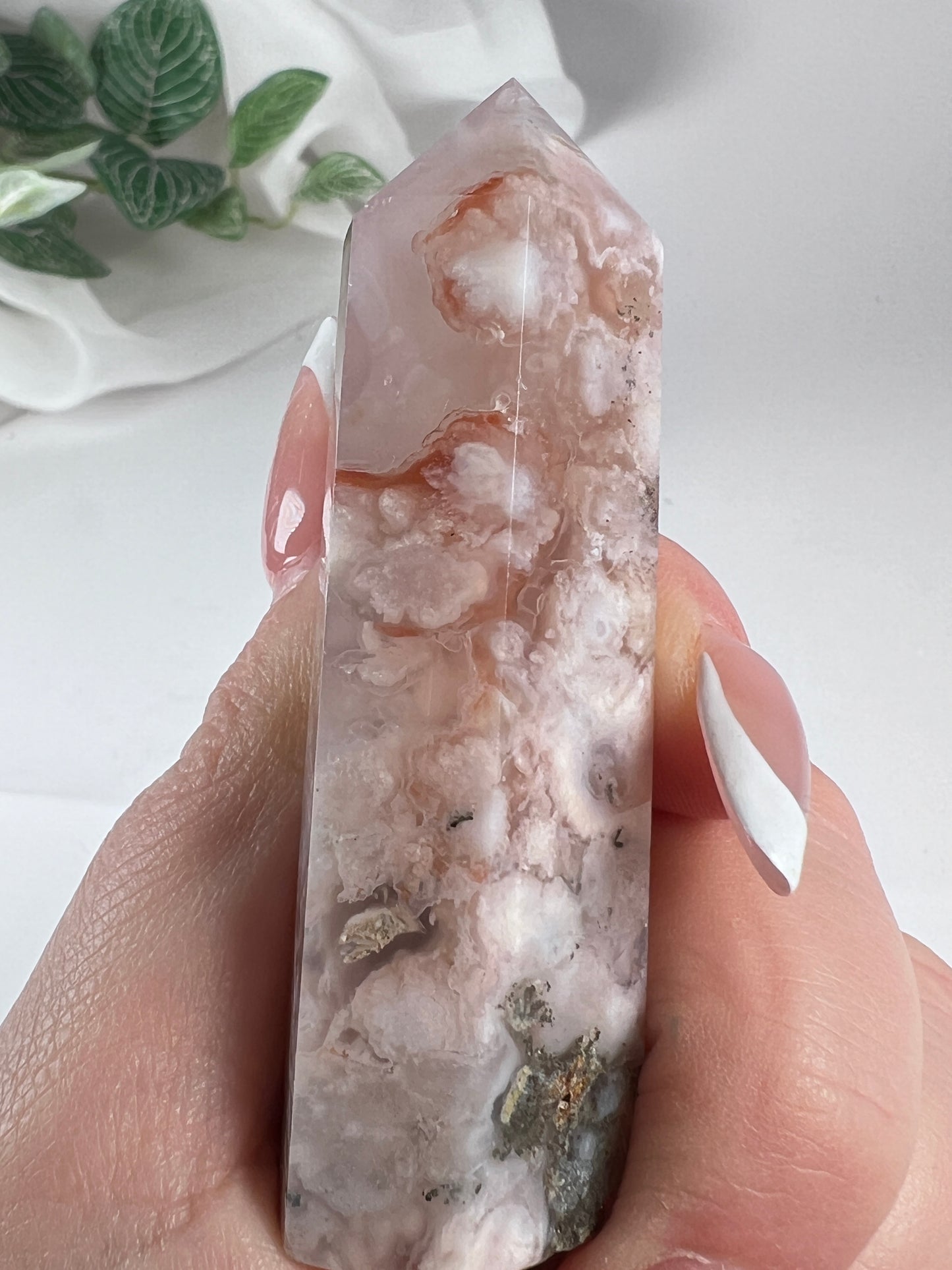 Flower agate obelisk