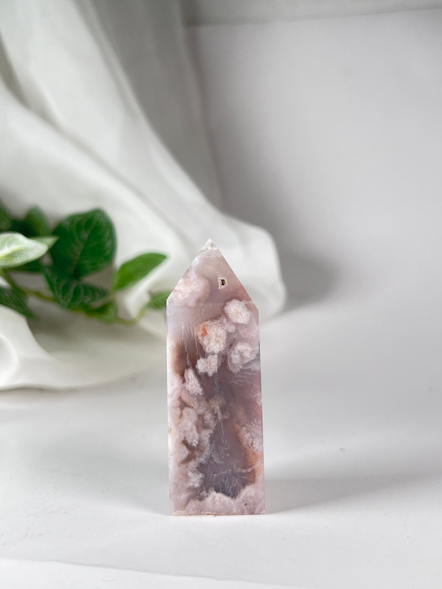 Flower agate obelisk