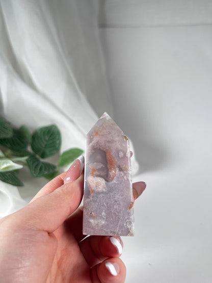 Flower agate obelisk