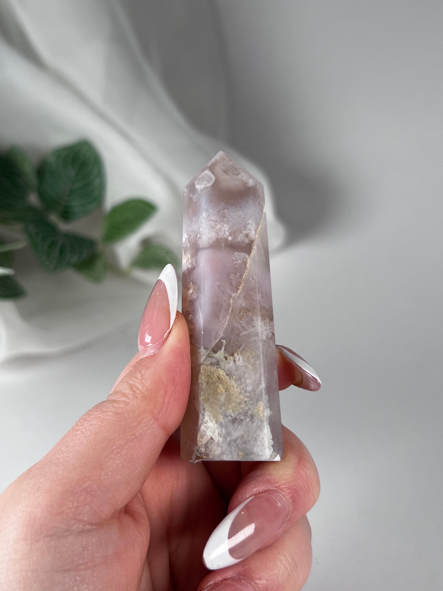 Flower agate obelisk