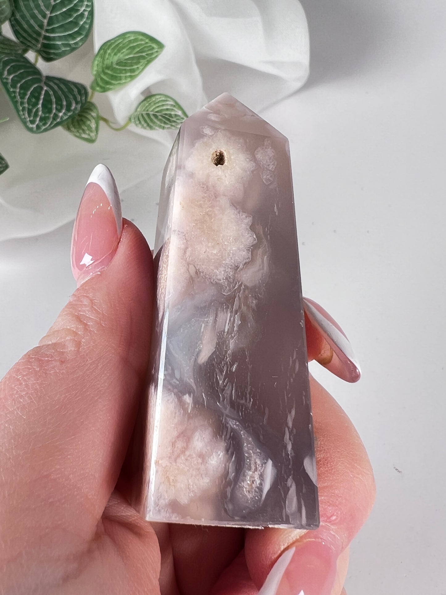 Flower agate obelisk