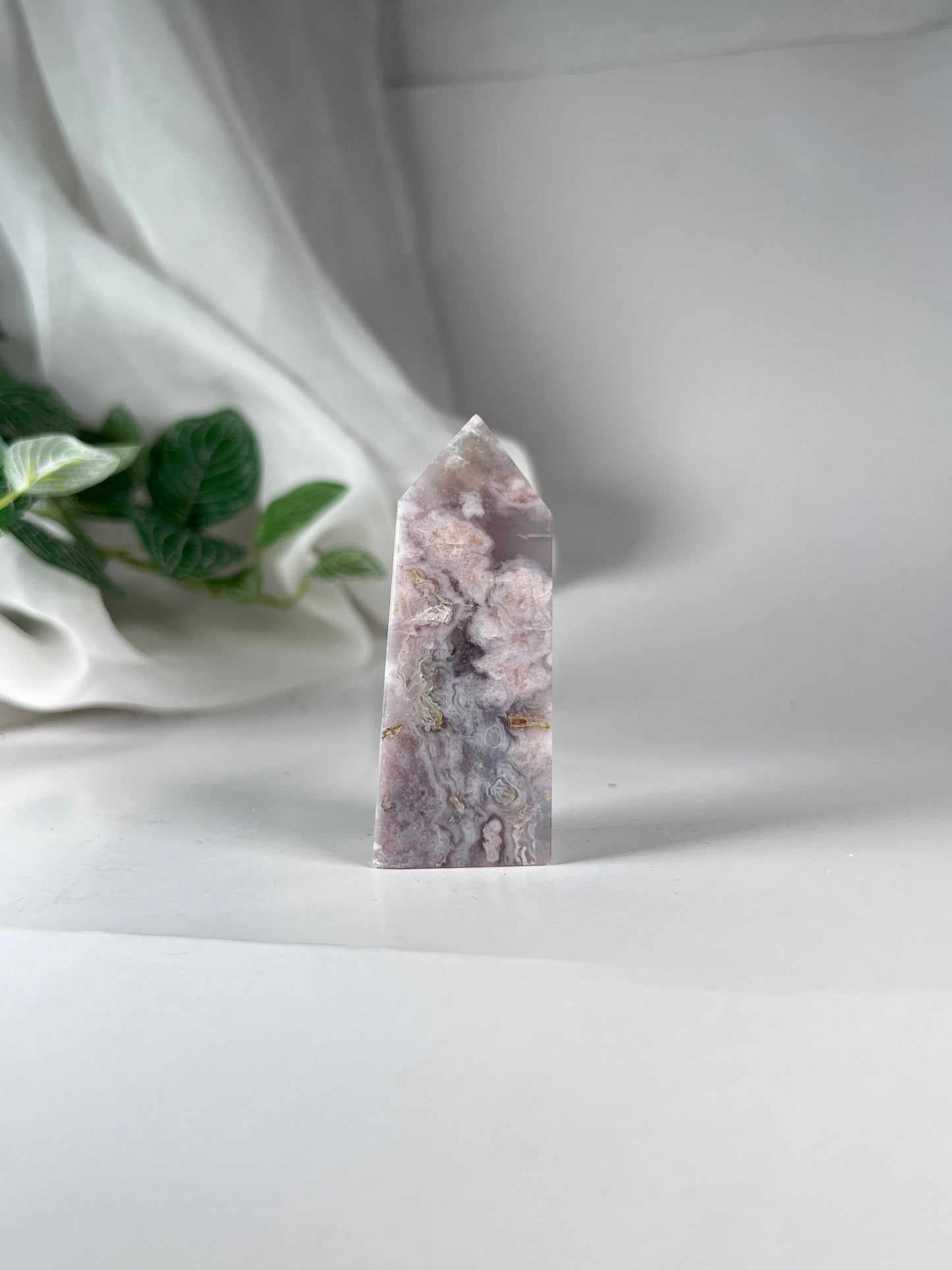 Flower agate obelisk