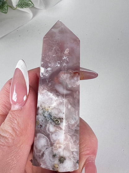 Flower agate obelisk