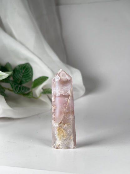 Flower agate obelisk