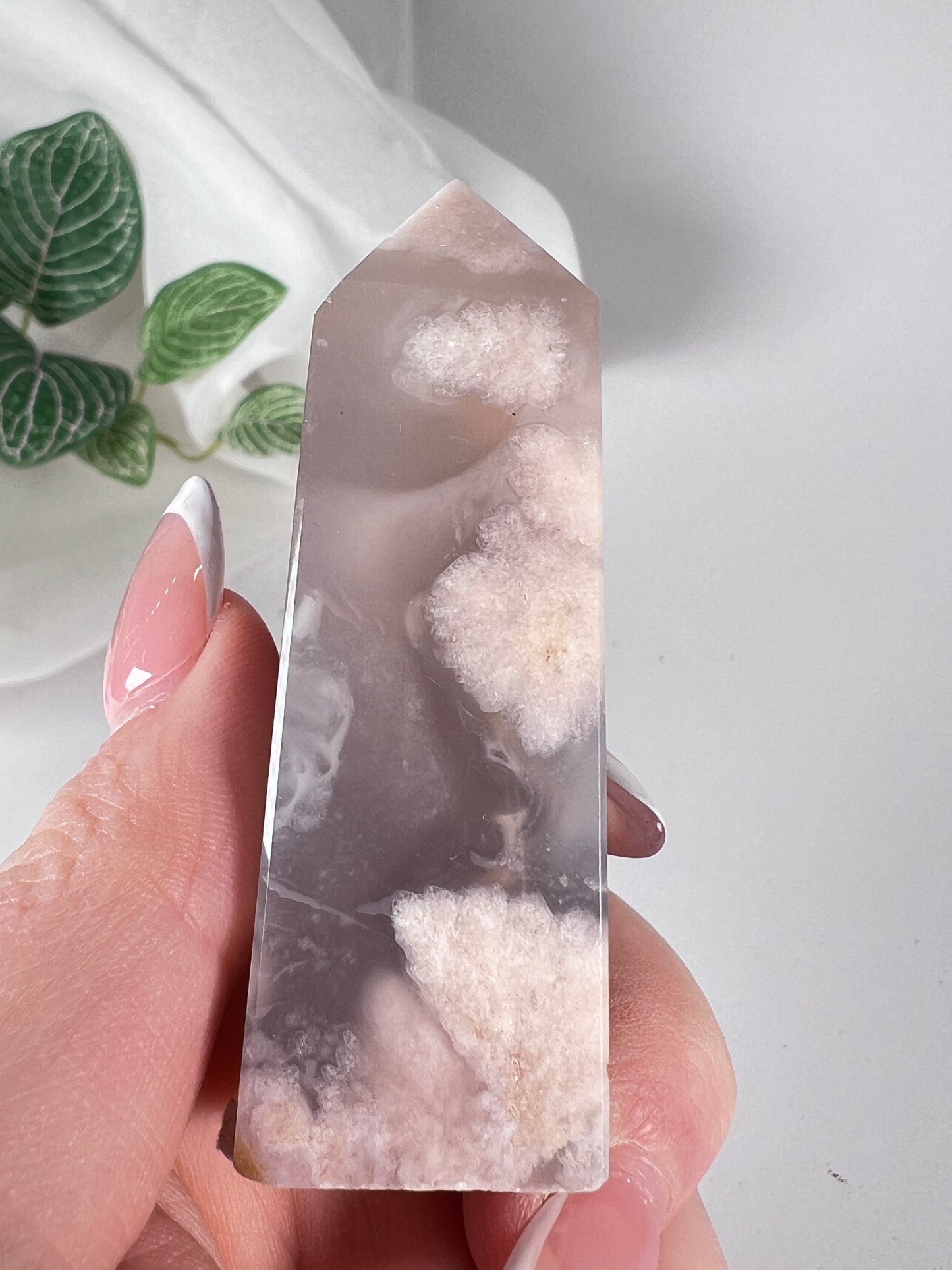 Flower agate obelisk