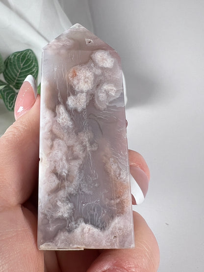 Flower agate obelisk