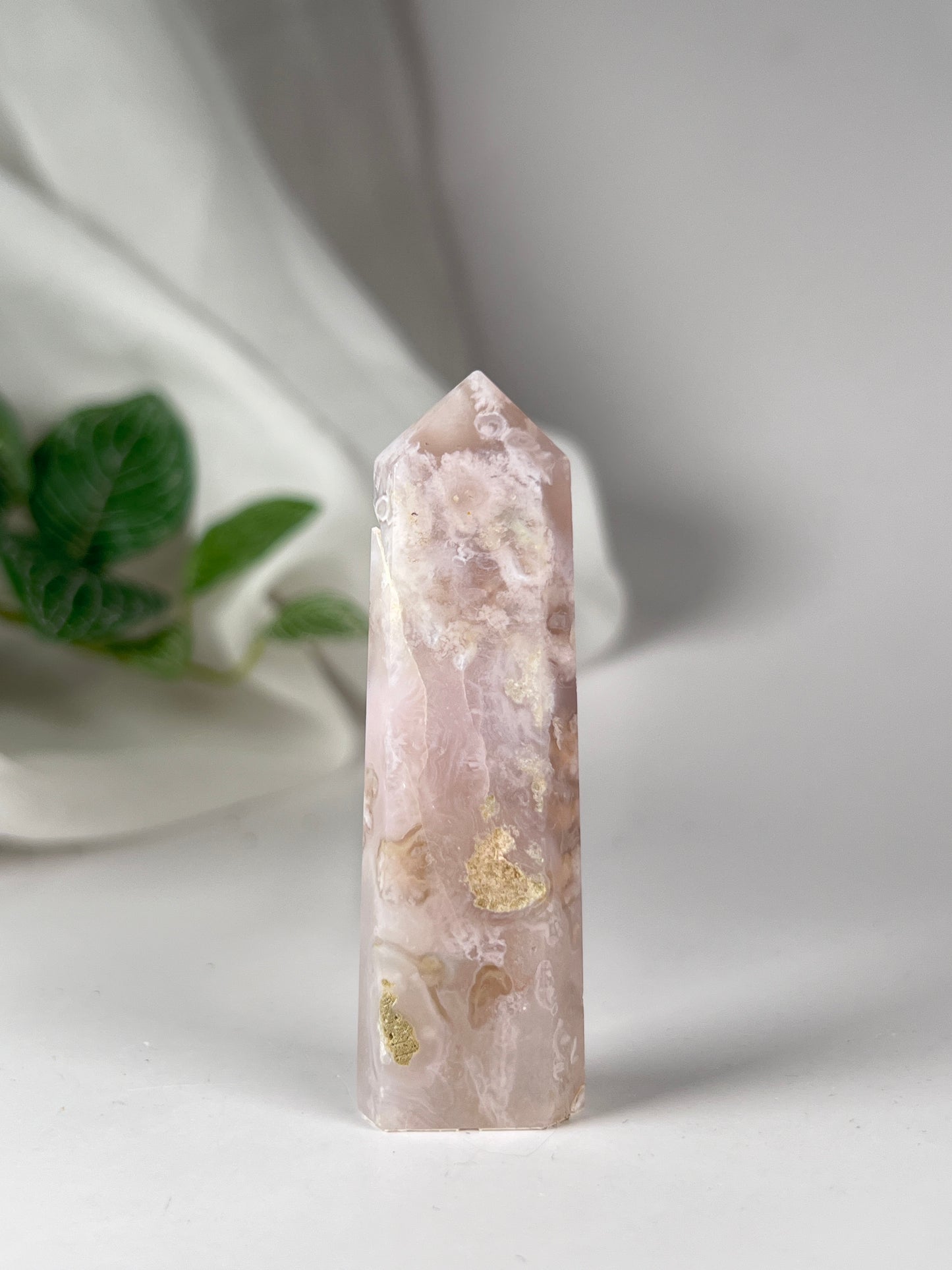 Flower agate obelisk