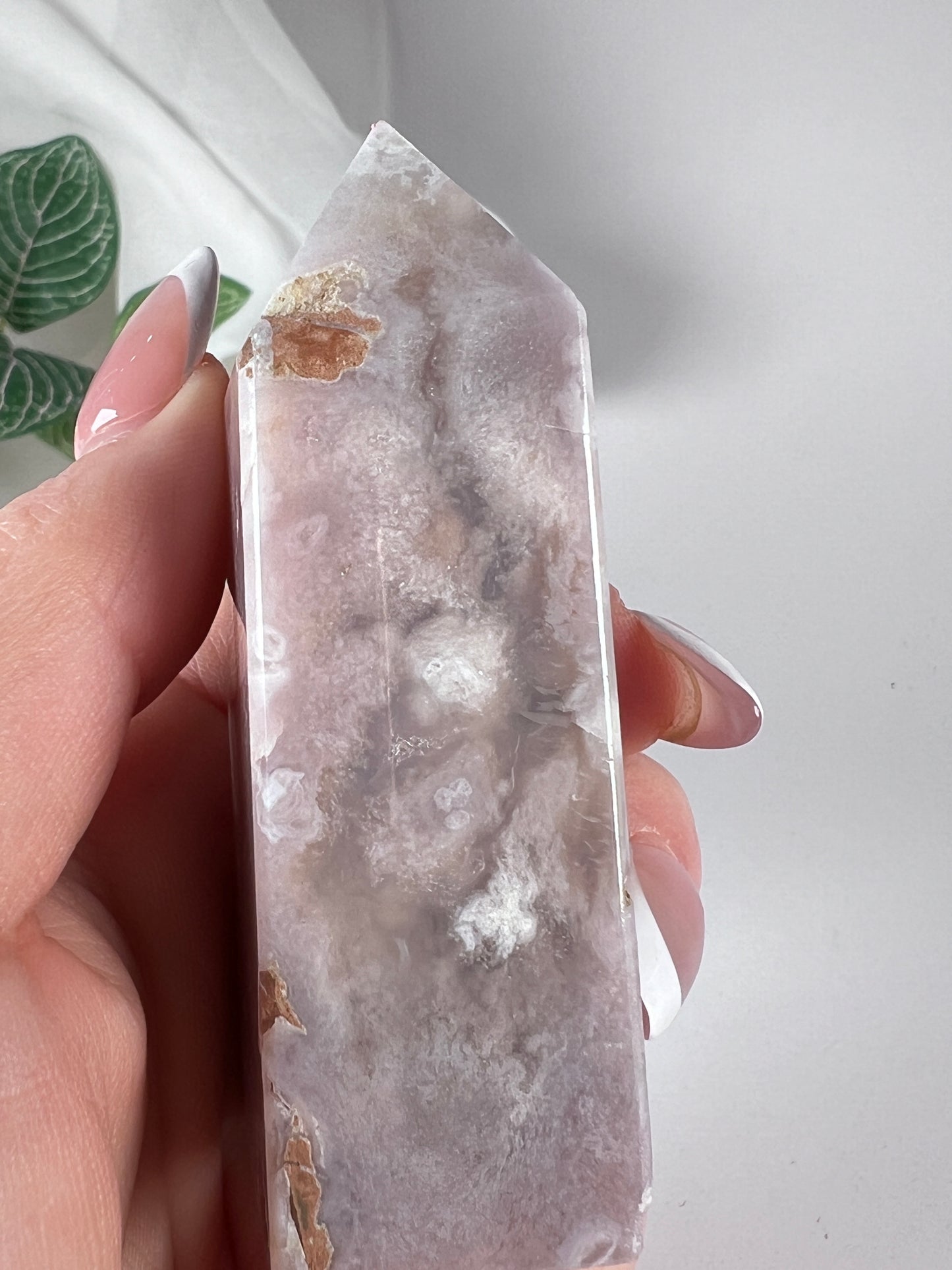 Flower agate obelisk