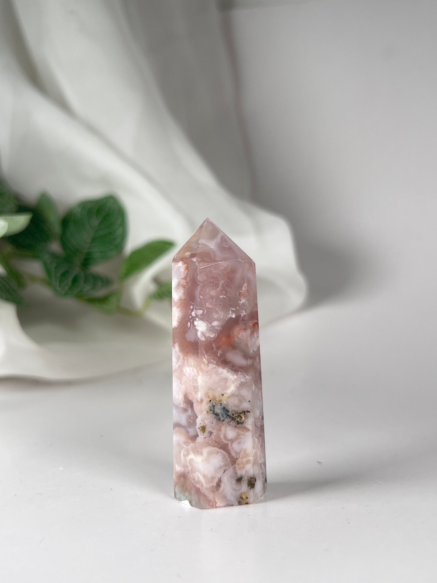 Flower agate obelisk