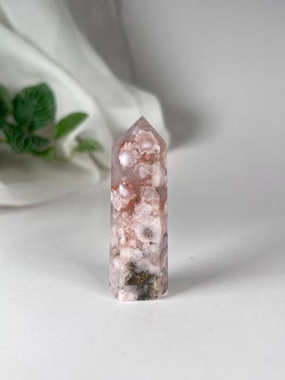 Flower agate obelisk