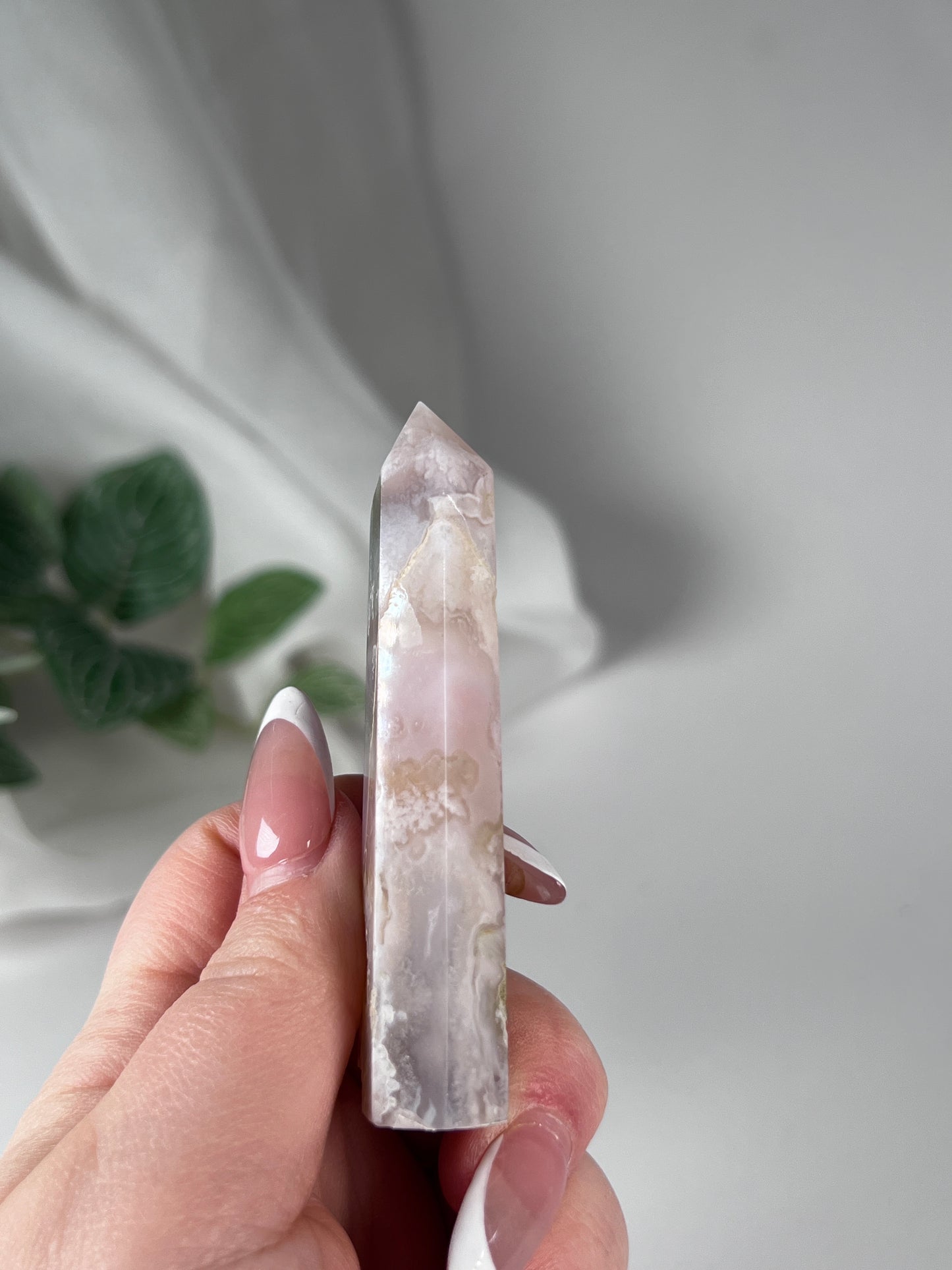 Flower agate obelisk