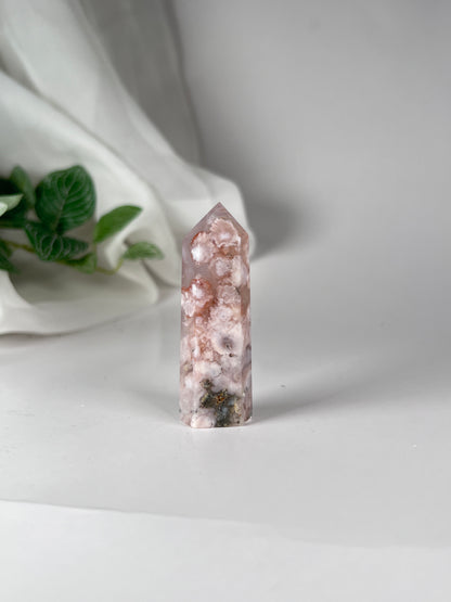 Flower agate obelisk