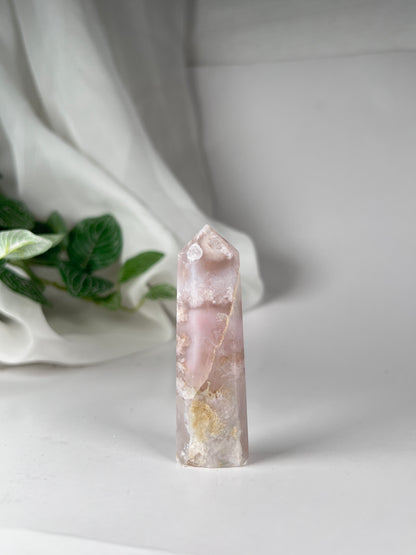 Flower agate obelisk