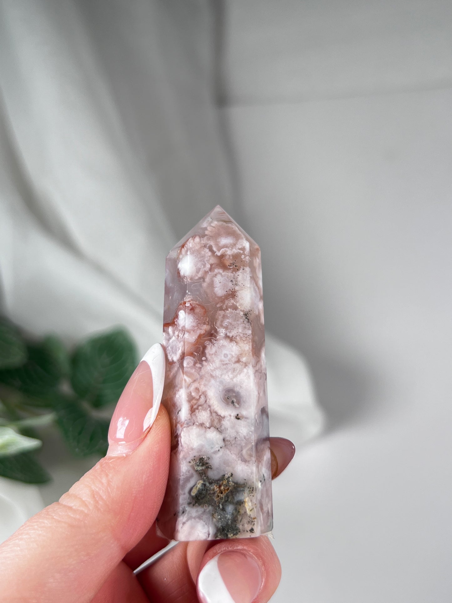 Flower agate obelisk