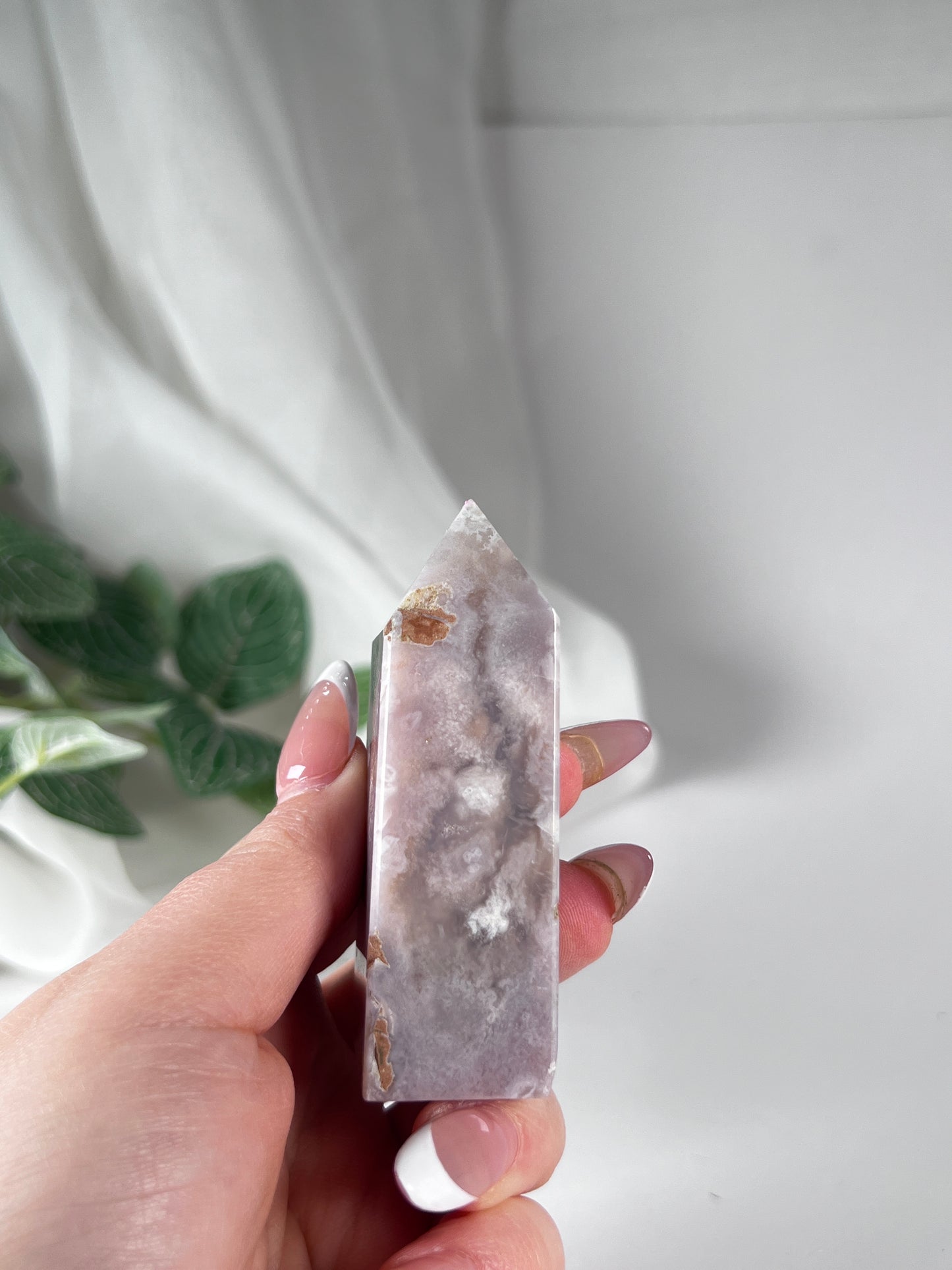 Flower agate obelisk