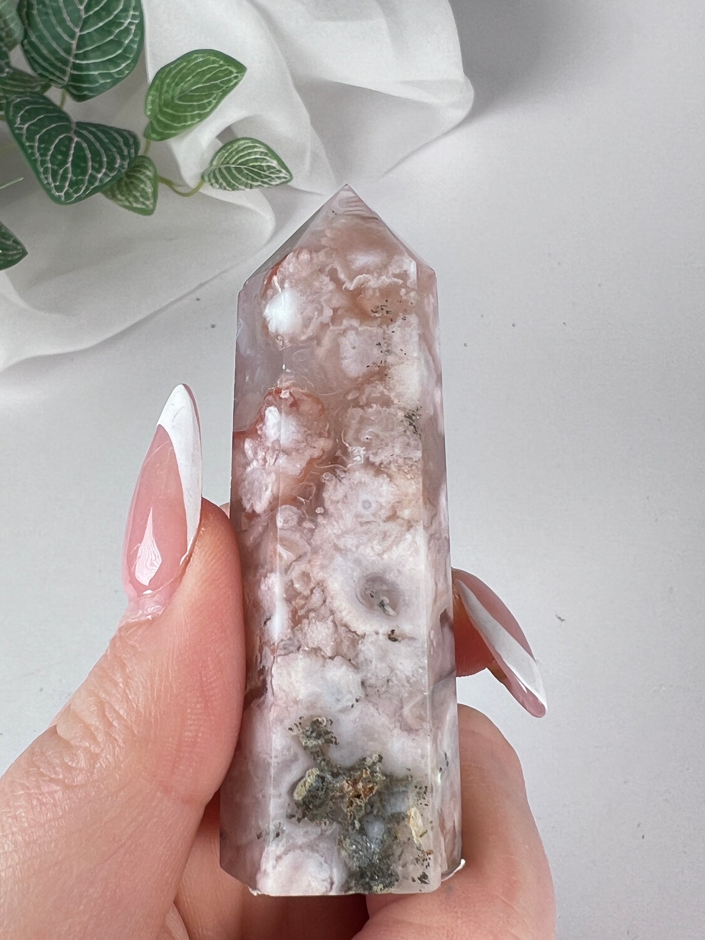 Flower agate obelisk