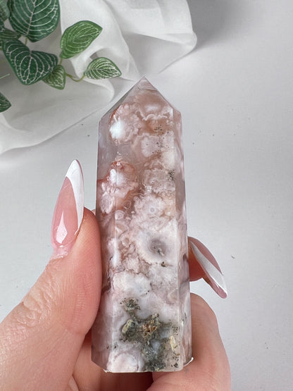 Flower agate obelisk