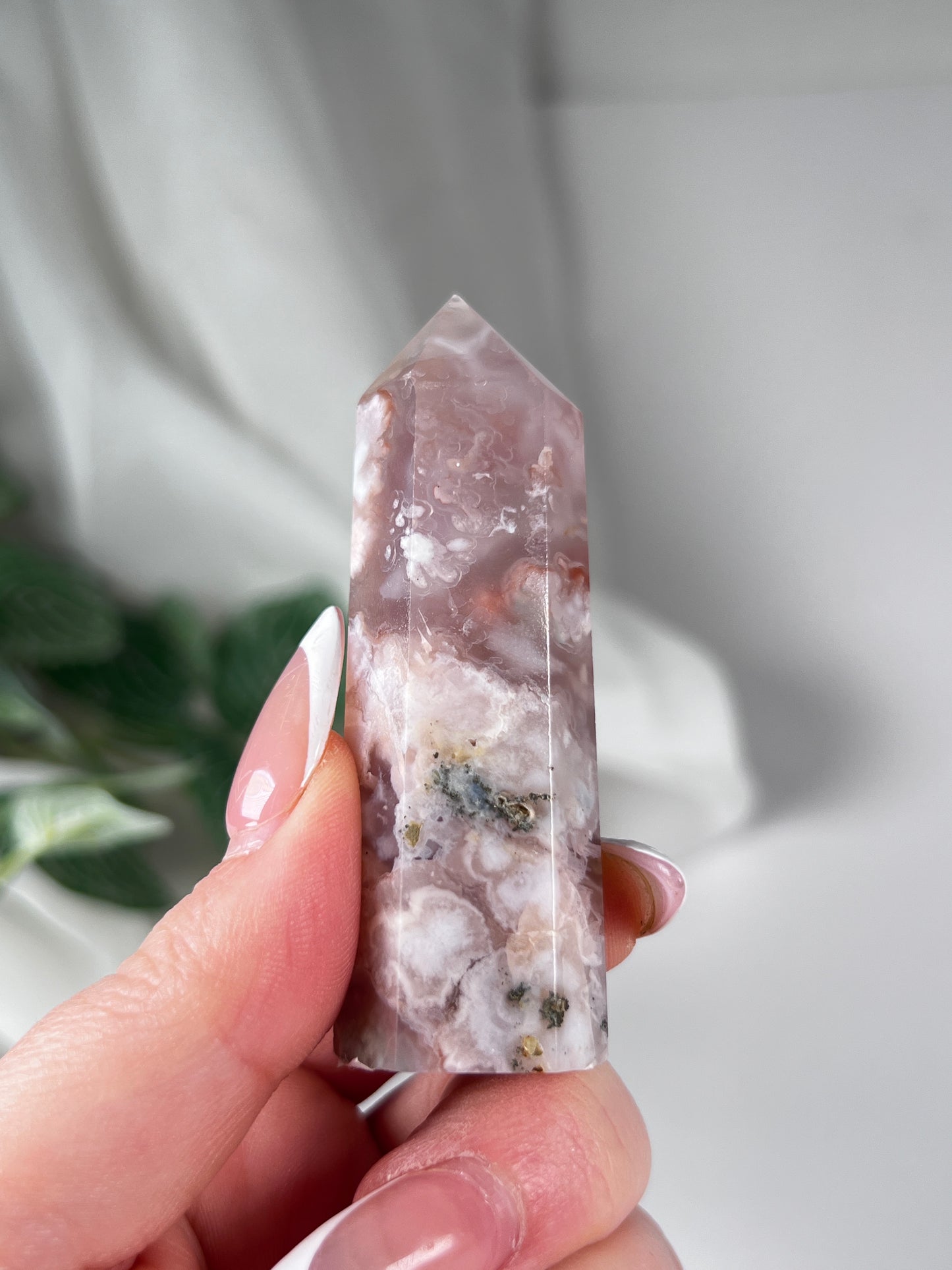 Flower agate obelisk