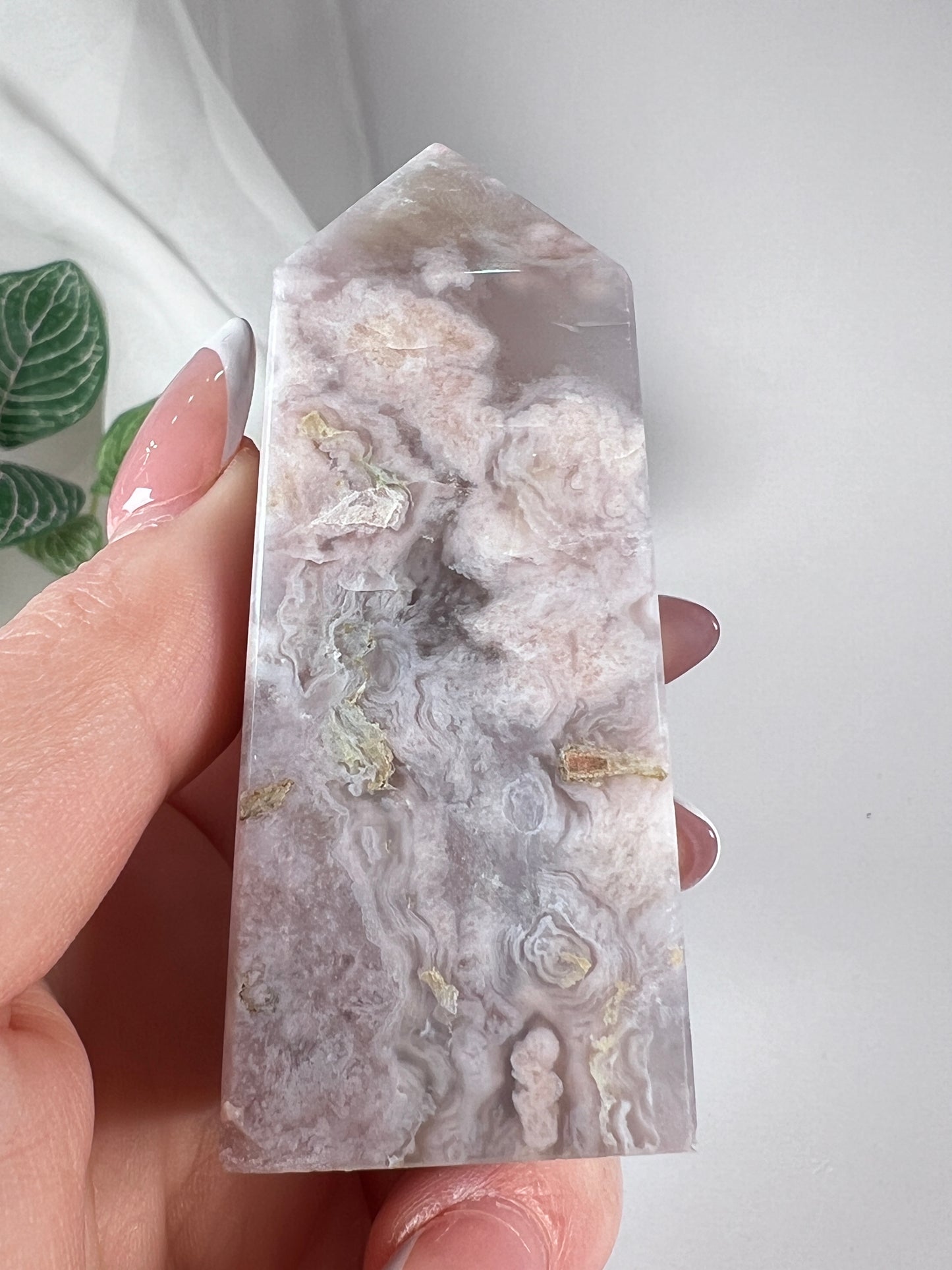 Flower agate obelisk