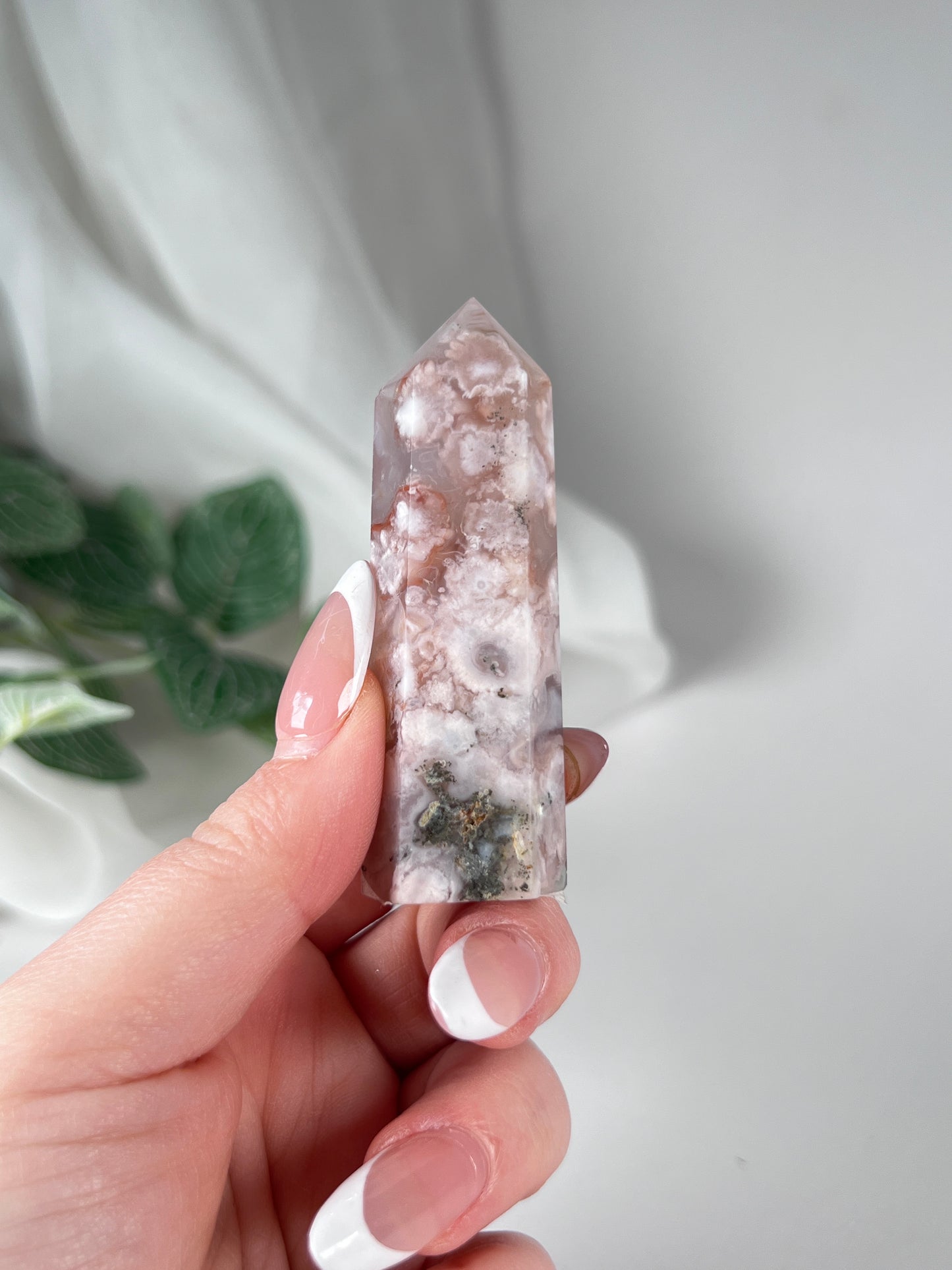 Flower agate obelisk