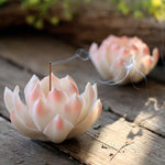 Ceramic Incense Holder - White Lotus