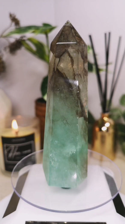 Rare Dendritic Green Fluorite Tower