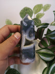 Moss agate tower druzy 3.75"