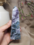 Moss agate with Amethyst 5.25"