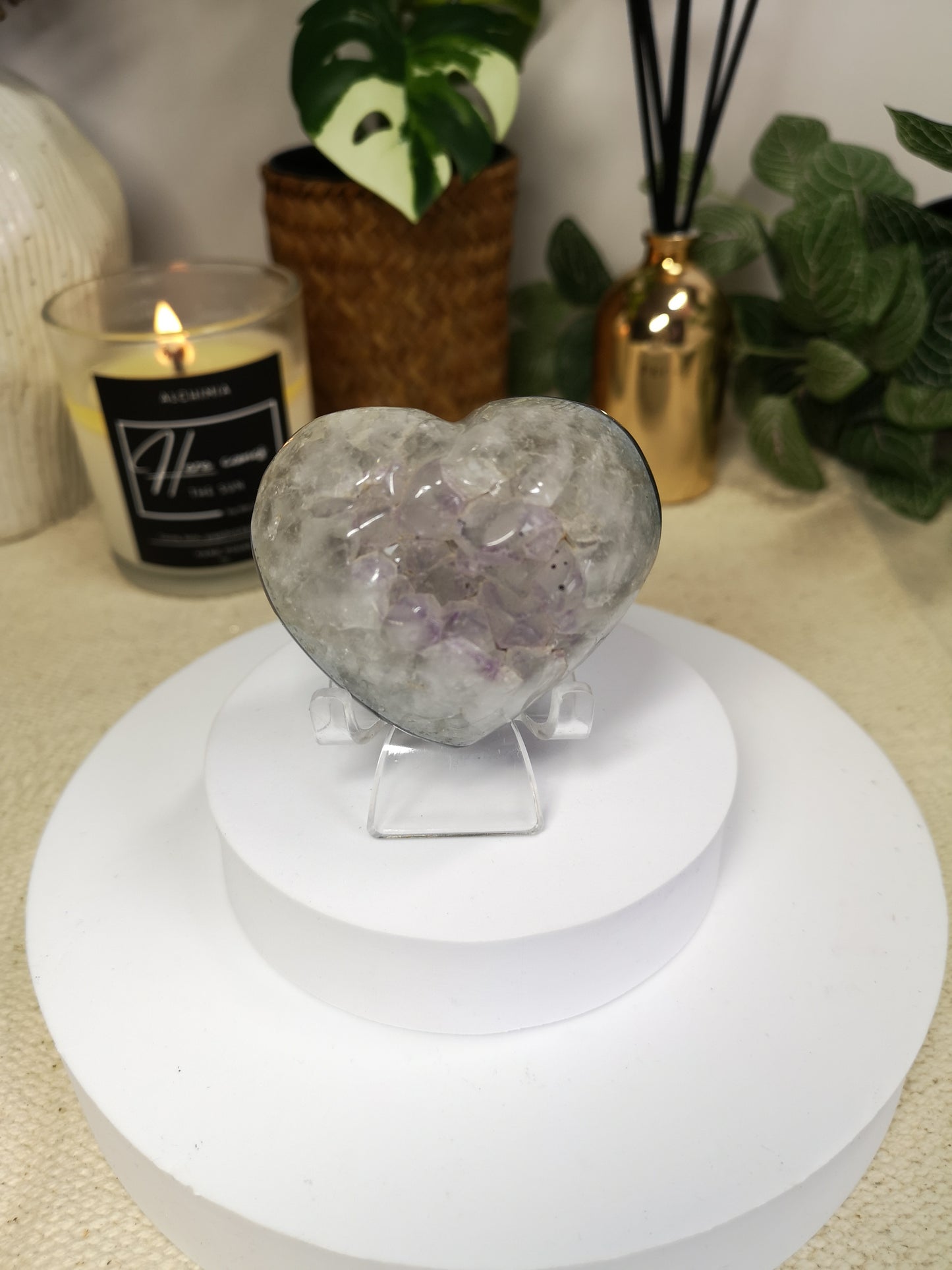 Amethyst Agate Druzy Heart