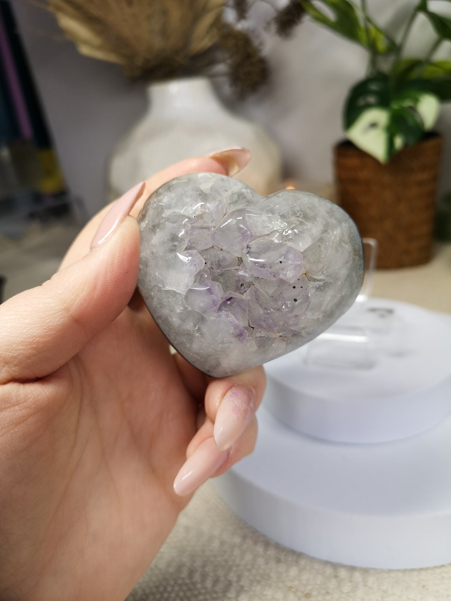 Amethyst Agate Druzy Heart