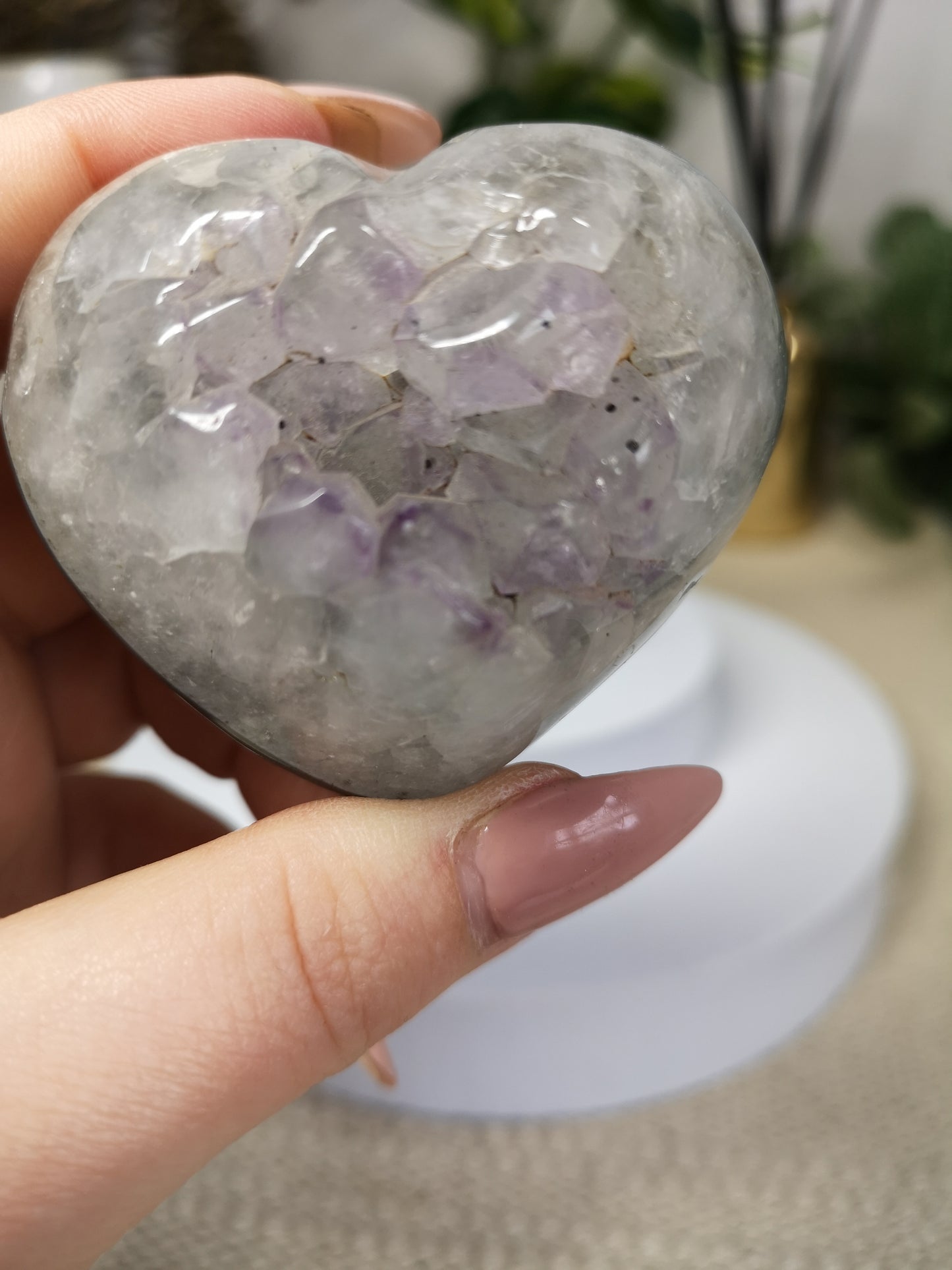 Amethyst Agate Druzy Heart