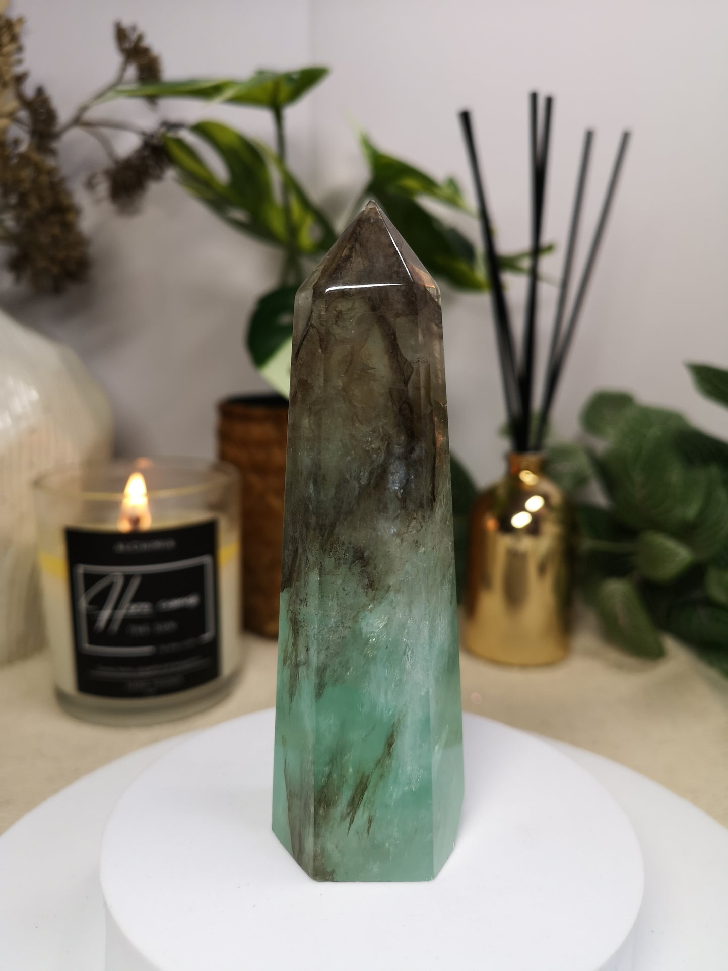 Rare Dendritic Green Fluorite Tower