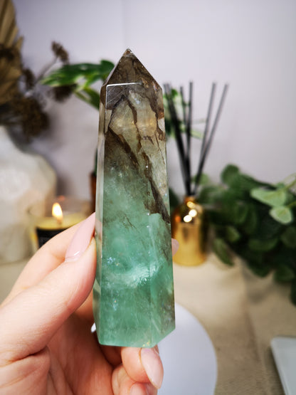 Rare Dendritic Green Fluorite Tower