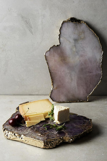 Genuine Smoky Quartz Cheese Board / Serving Tray