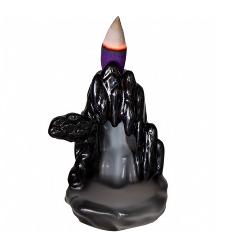 Ceramic Backflow Incense Burner - Black Cave