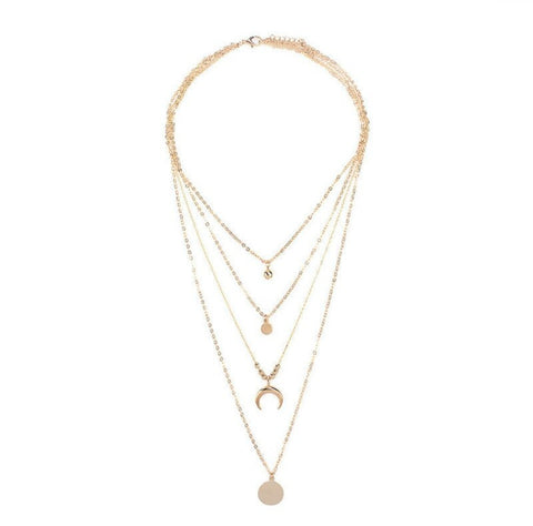 Multi layer moon necklace - Gold