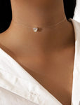 Illusion rhinestone heart necklace