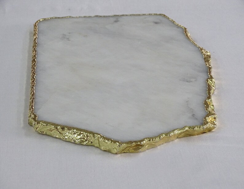 Genuine White Agate Cheese Board / Serving Tray