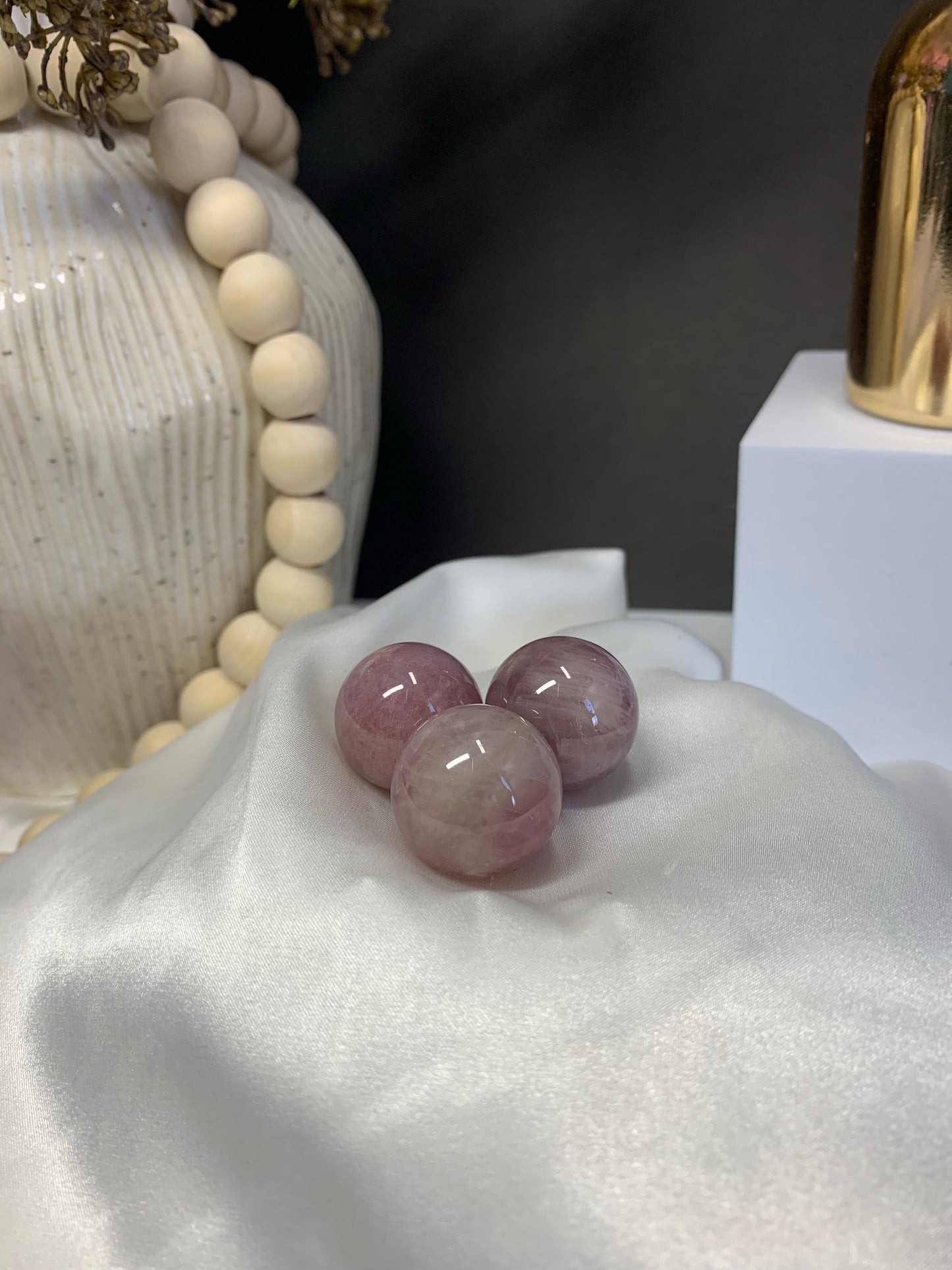 Purple rose quartz spheres *RARE*