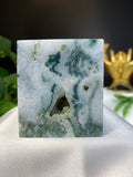 Moss agate cube